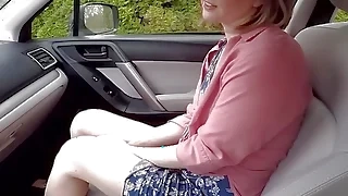 big ass Stranded in Rental Car with Co-worker cumshot